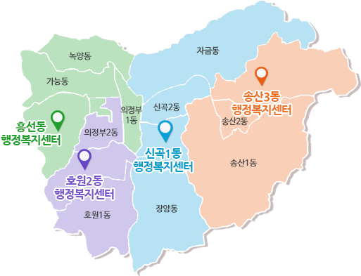 의정부시의 행정구역 지도